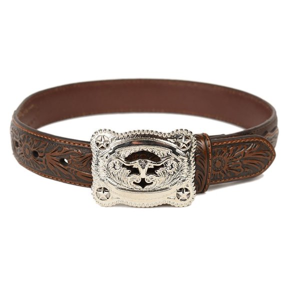 Kid's Longhorn Tooled Leather Belt